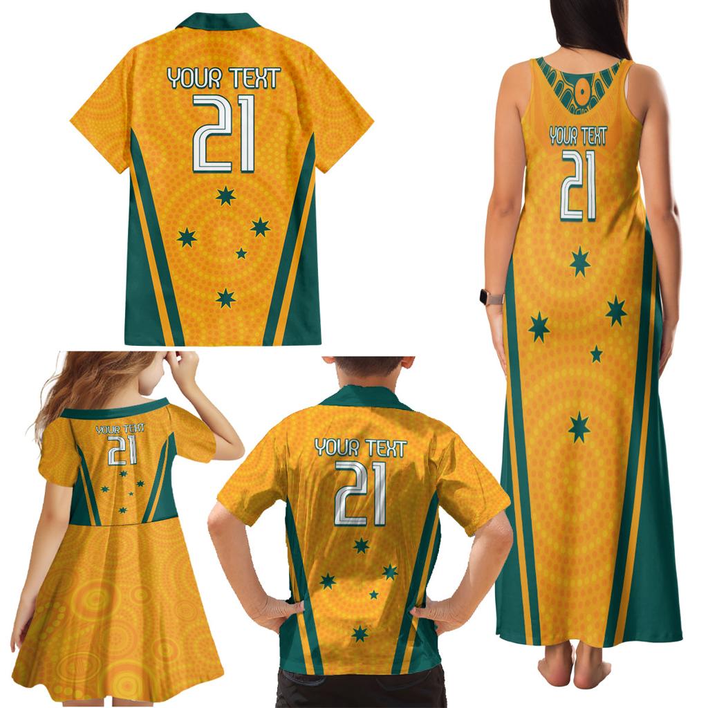 Custom Australia Rugby Family Matching Tank Maxi Dress and Hawaiian Shirt Wallabies Mascots Sporty Version