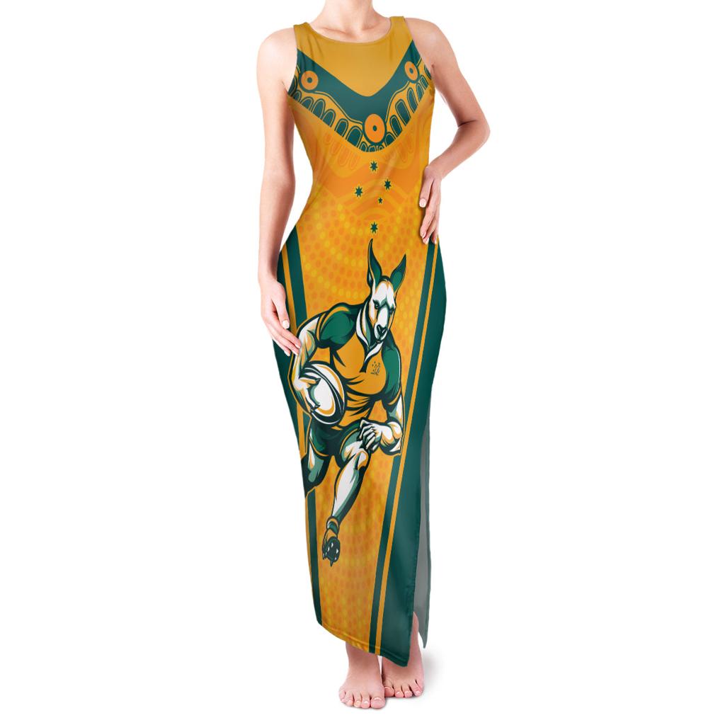 Custom Australia Rugby Family Matching Tank Maxi Dress and Hawaiian Shirt Wallabies Mascots Sporty Version