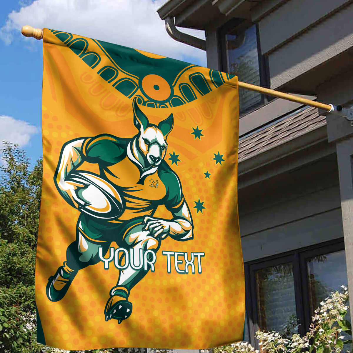 Custom Australia Rugby Garden Flag Wallabies Mascots Sporty Version