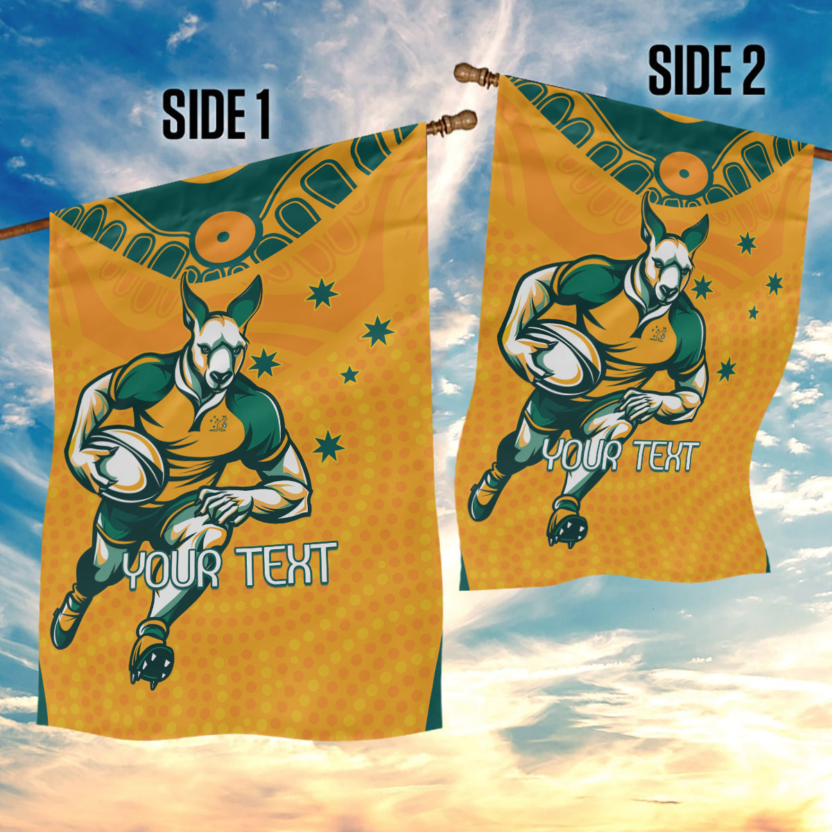 Custom Australia Rugby Garden Flag Wallabies Mascots Sporty Version