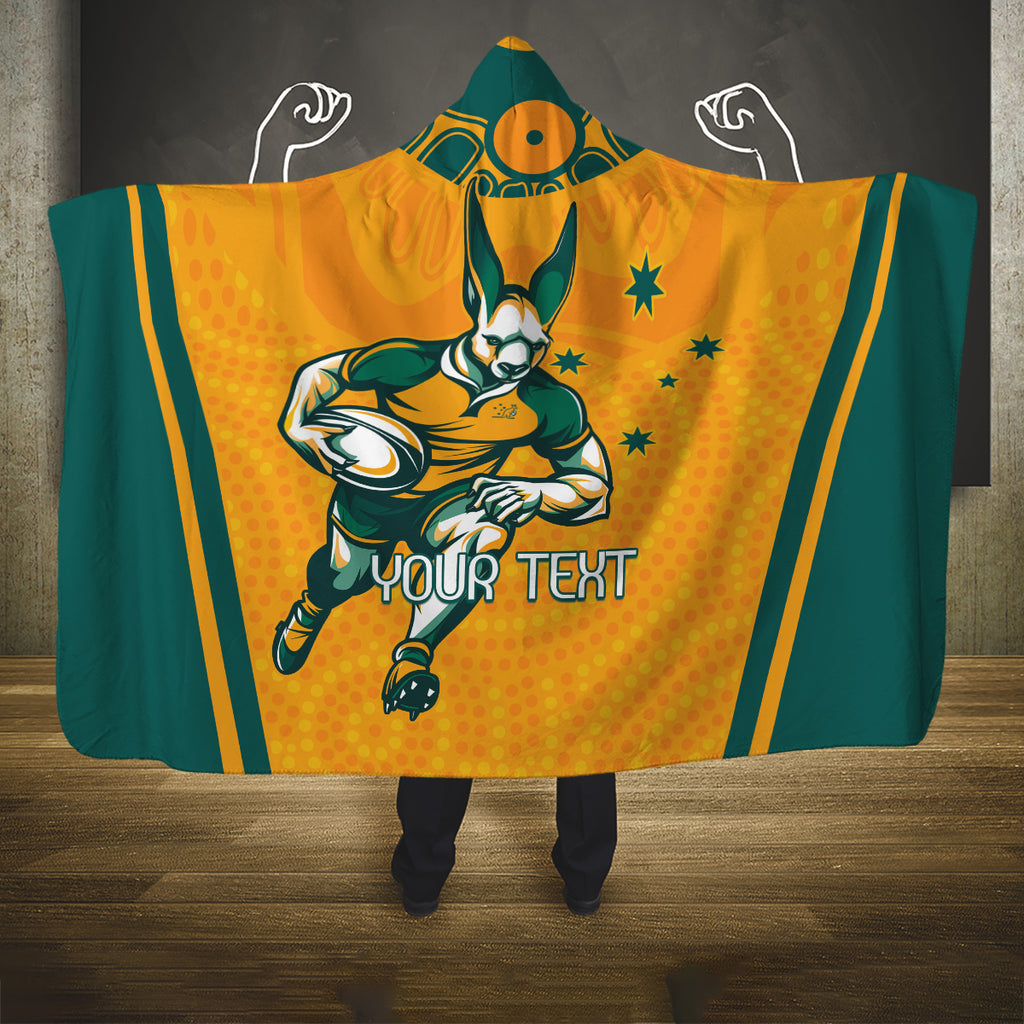 Custom Australia Rugby Hooded Blanket Wallabies Mascots Sporty Version