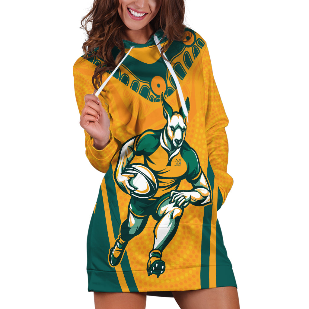 Custom Australia Rugby Hoodie Dress Wallabies Mascots Sporty Version