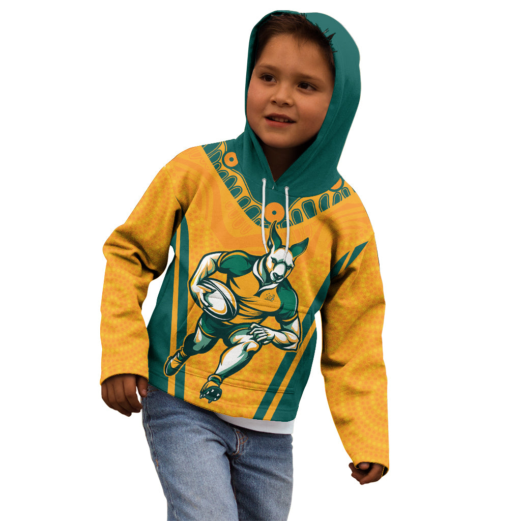 Custom Australia Rugby Kid Hoodie Wallabies Mascots Sporty Version