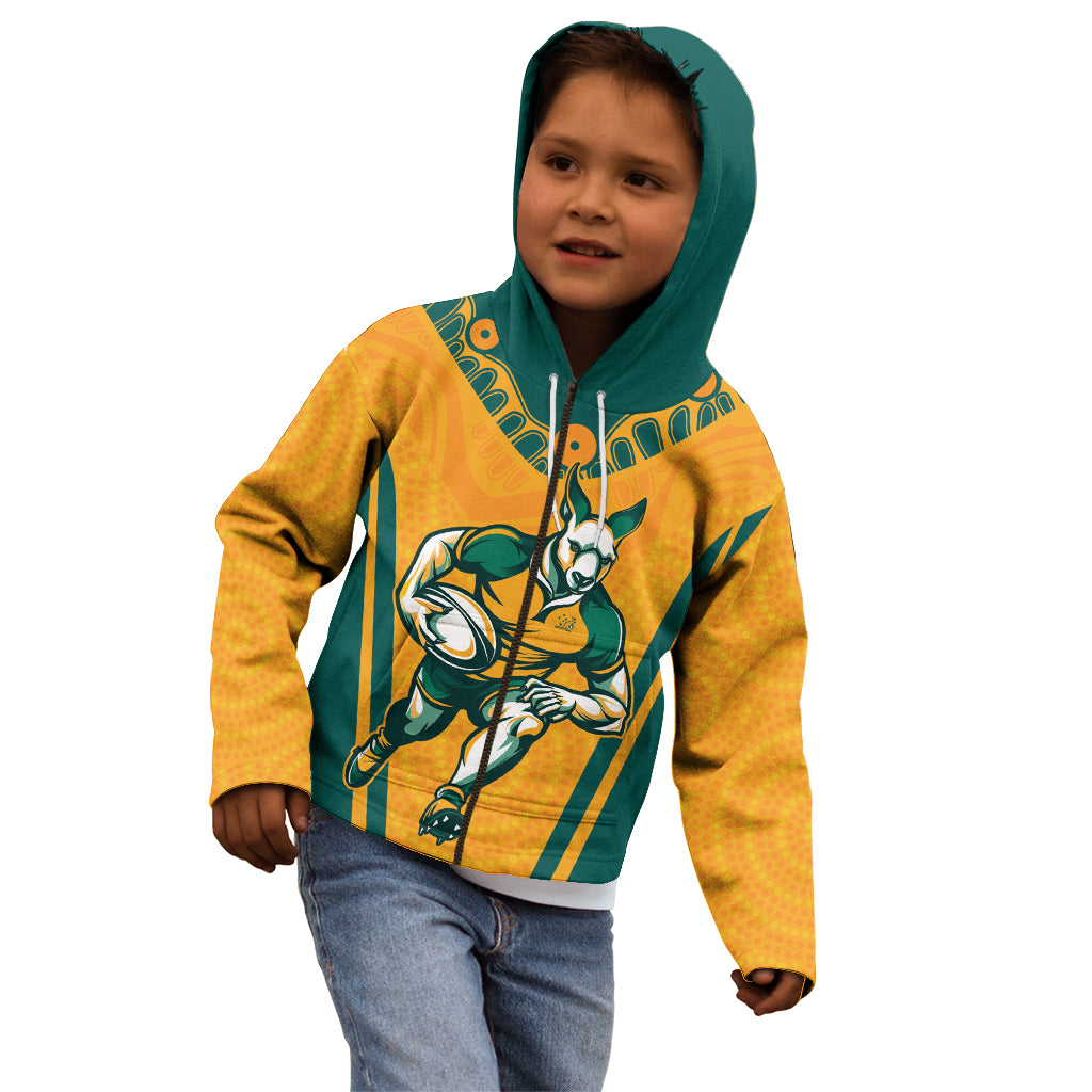 Custom Australia Rugby Kid Hoodie Wallabies Mascots Sporty Version