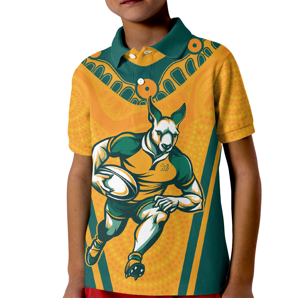 Custom Australia Rugby Kid Polo Shirt Wallabies Mascots Sporty Version