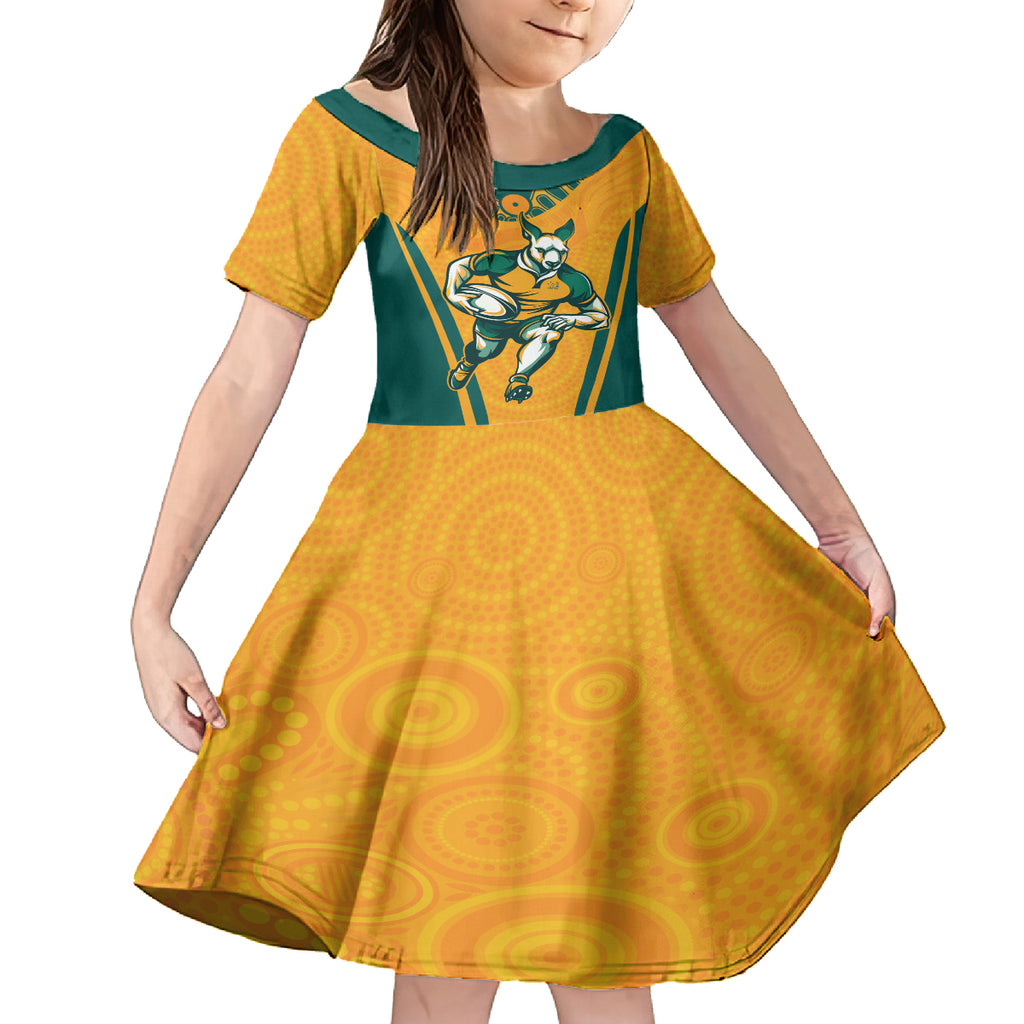 Custom Australia Rugby Kid Short Sleeve Dress Wallabies Mascots Sporty Version