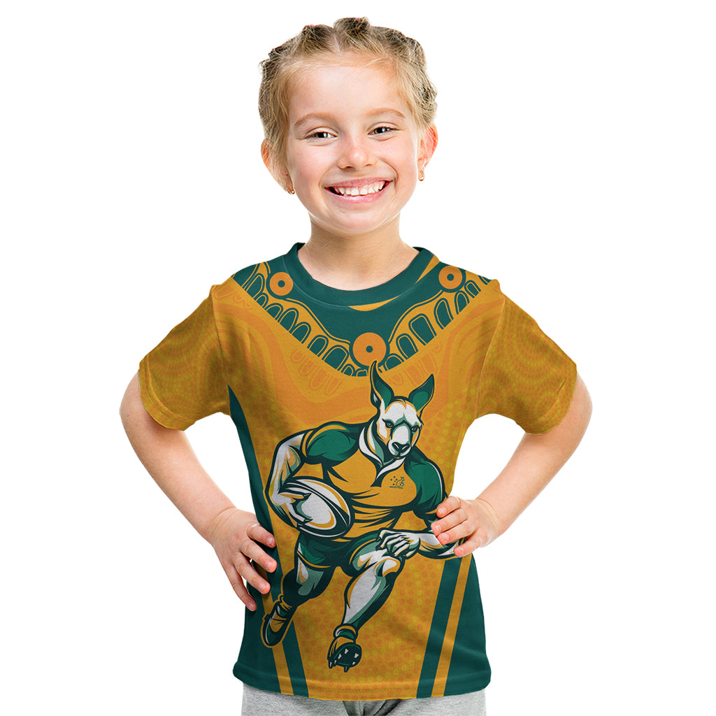 Custom Australia Rugby Kid T Shirt Wallabies Mascots Sporty Version