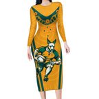 Custom Australia Rugby Long Sleeve Bodycon Dress Wallabies Mascots Sporty Version