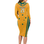 Custom Australia Rugby Long Sleeve Bodycon Dress Wallabies Mascots Sporty Version