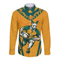 Custom Australia Rugby Long Sleeve Button Shirt Wallabies Mascots Sporty Version