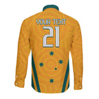 Custom Australia Rugby Long Sleeve Button Shirt Wallabies Mascots Sporty Version