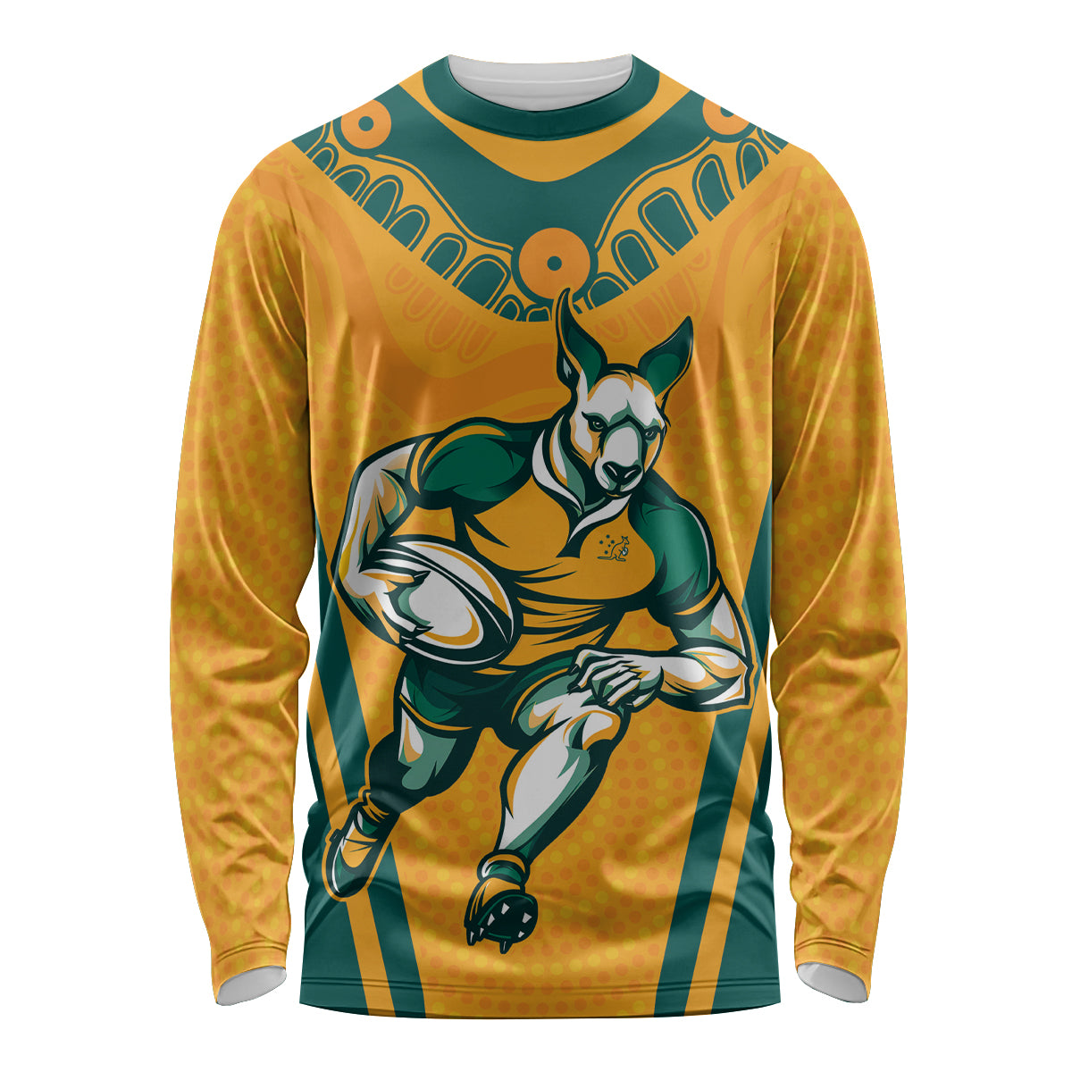 Custom Australia Rugby Long Sleeve Shirt Wallabies Mascots Sporty Version