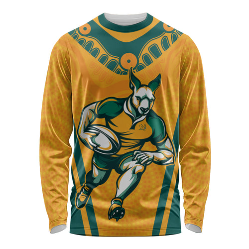 Custom Australia Rugby Long Sleeve Shirt Wallabies Mascots Sporty Version