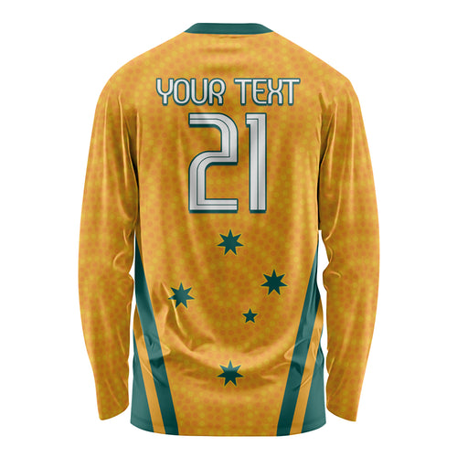 Custom Australia Rugby Long Sleeve Shirt Wallabies Mascots Sporty Version