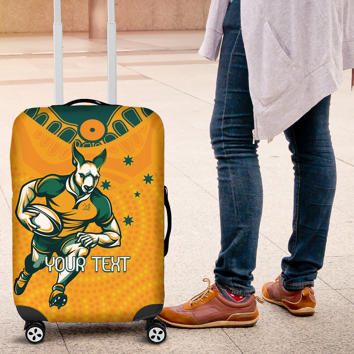 Custom Australia Rugby Luggage Cover Wallabies Mascots Sporty Version