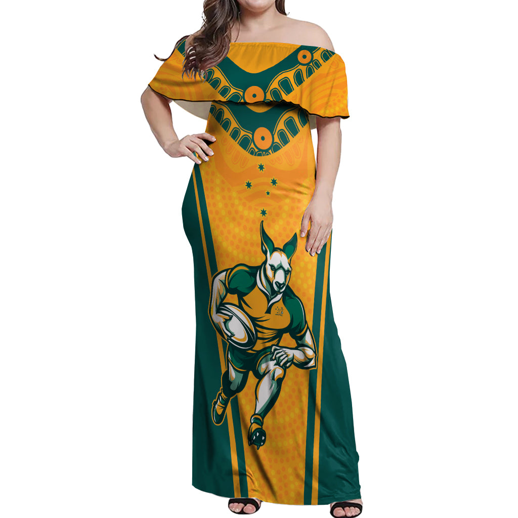 Custom Australia Rugby Off Shoulder Maxi Dress Wallabies Mascots Sporty Version