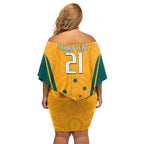 Custom Australia Rugby Off Shoulder Short Dress Wallabies Mascots Sporty Version