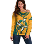 Custom Australia Rugby Off Shoulder Sweater Wallabies Mascots Sporty Version