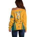 Custom Australia Rugby Off Shoulder Sweater Wallabies Mascots Sporty Version
