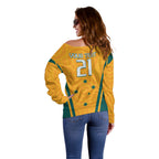 Custom Australia Rugby Off Shoulder Sweater Wallabies Mascots Sporty Version