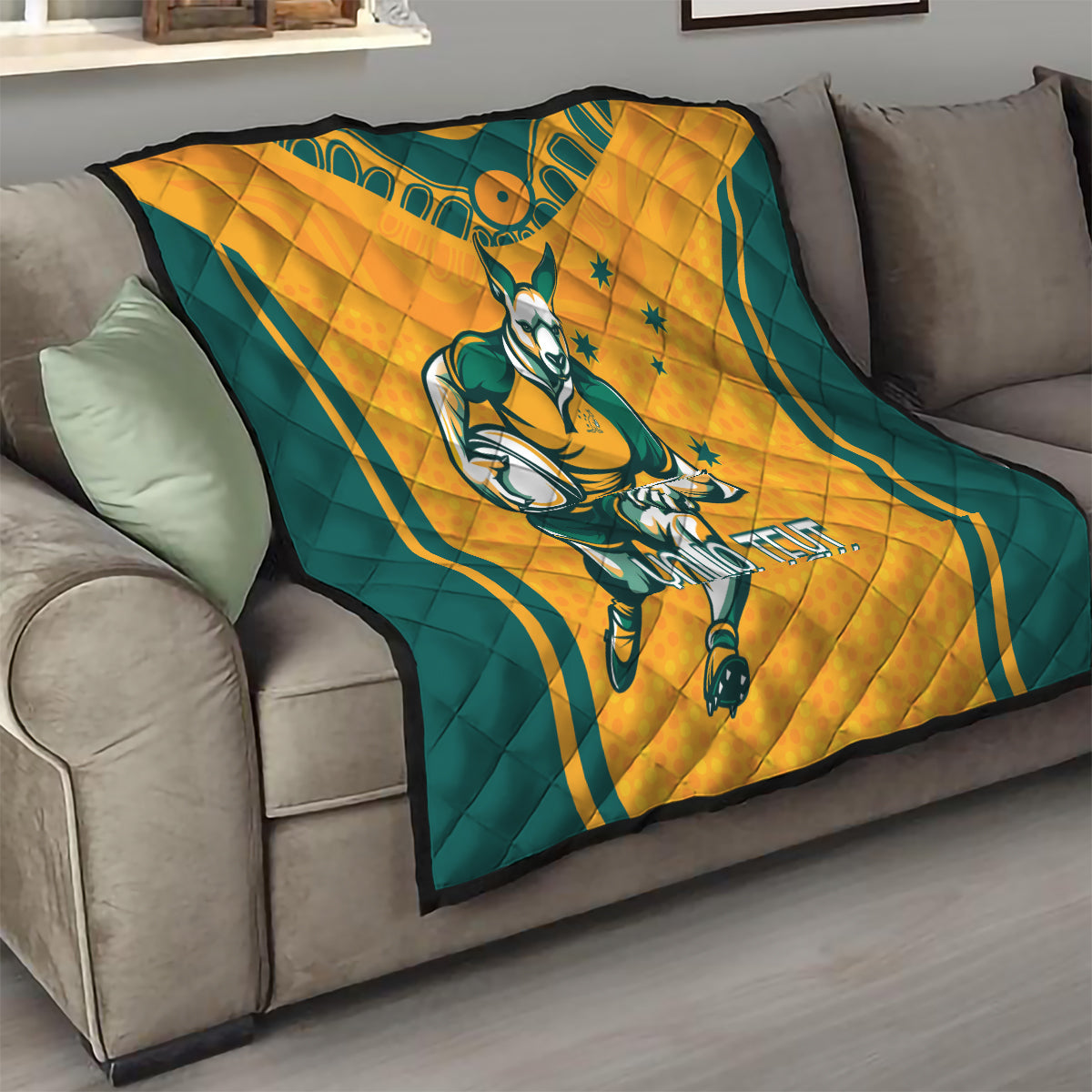 Custom Australia Rugby Quilt Wallabies Mascots Sporty Version