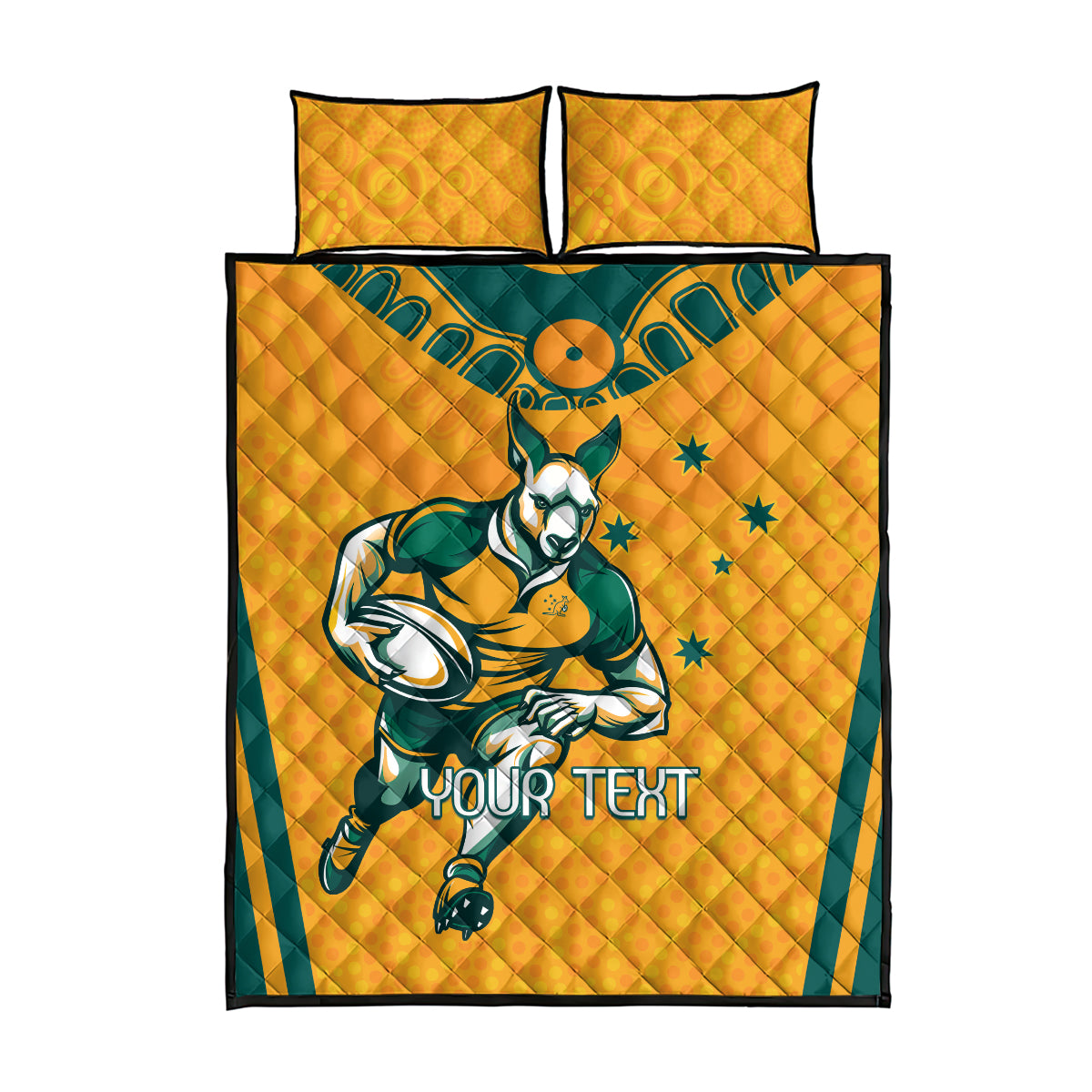 Custom Australia Rugby Quilt Bed Set Wallabies Mascots Sporty Version