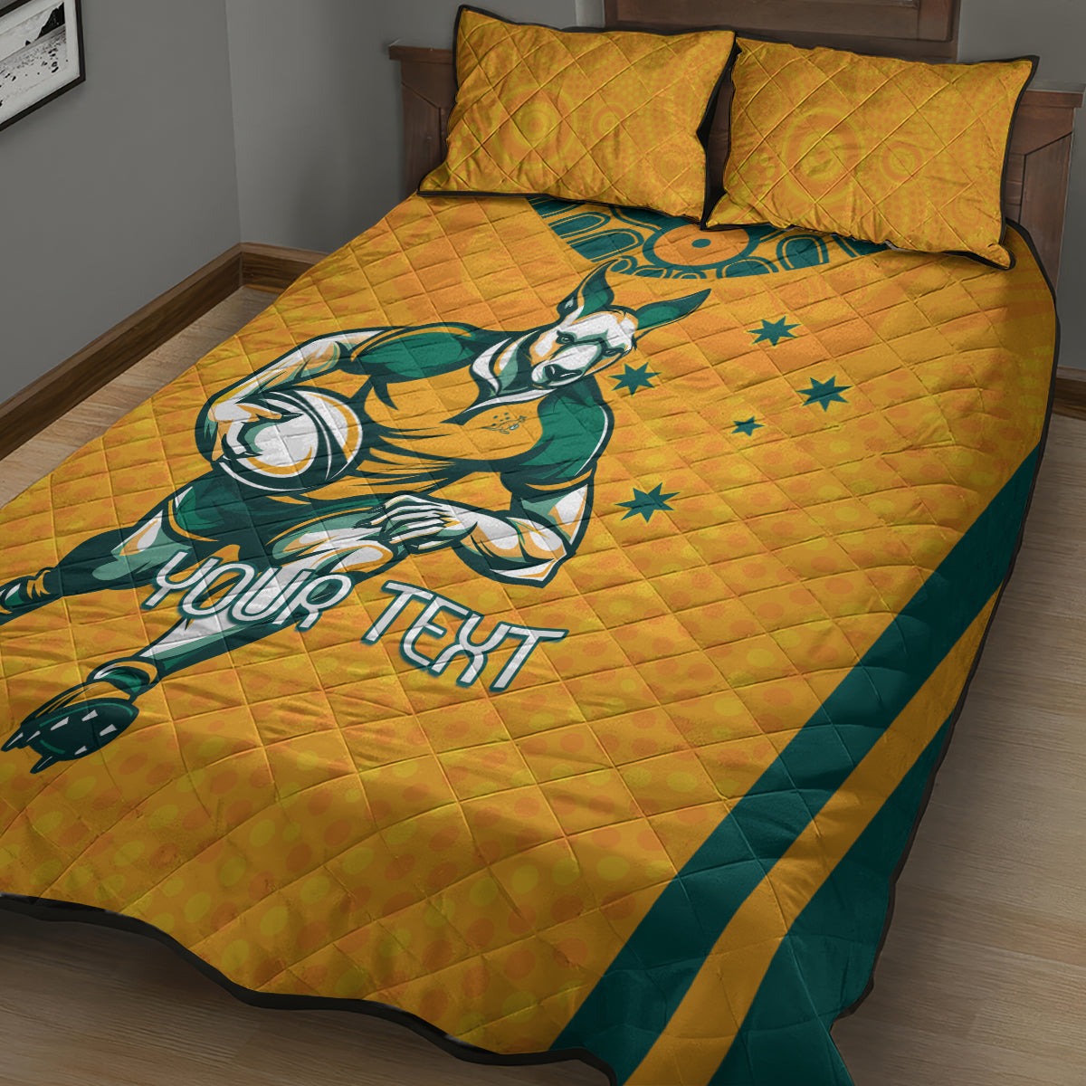 Custom Australia Rugby Quilt Bed Set Wallabies Mascots Sporty Version