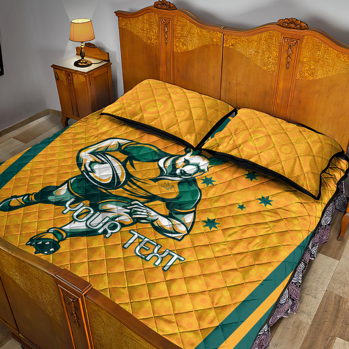 Custom Australia Rugby Quilt Bed Set Wallabies Mascots Sporty Version