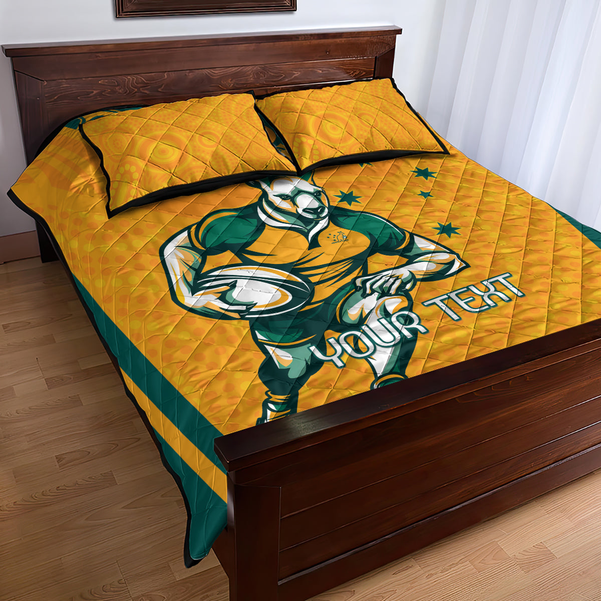 Custom Australia Rugby Quilt Bed Set Wallabies Mascots Sporty Version
