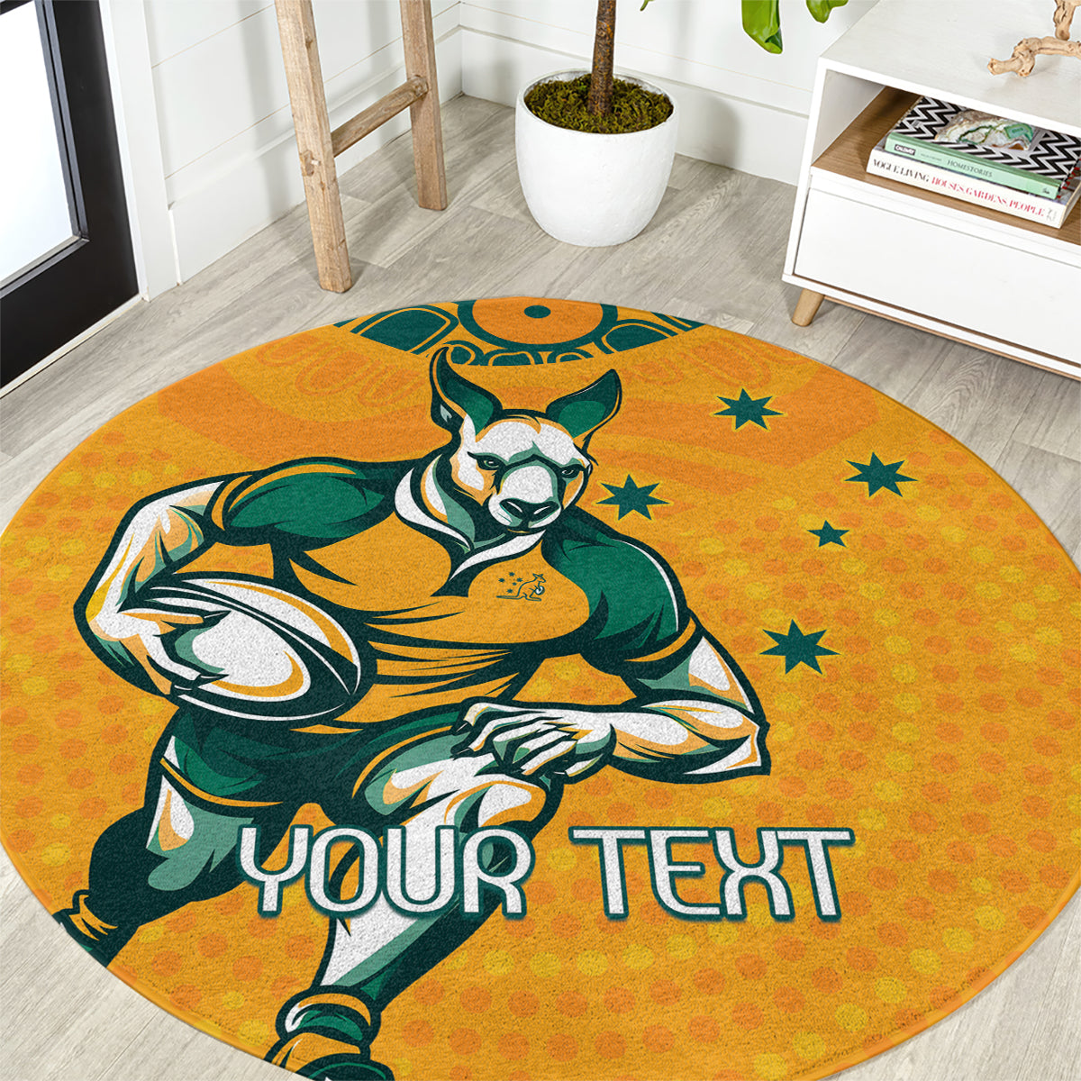 Custom Australia Rugby Round Carpet Wallabies Mascots Sporty Version
