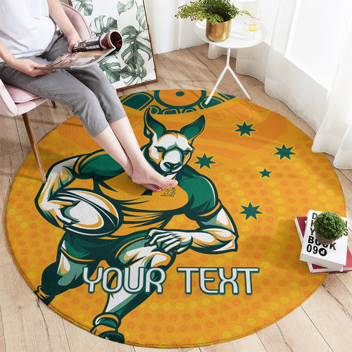 Custom Australia Rugby Round Carpet Wallabies Mascots Sporty Version