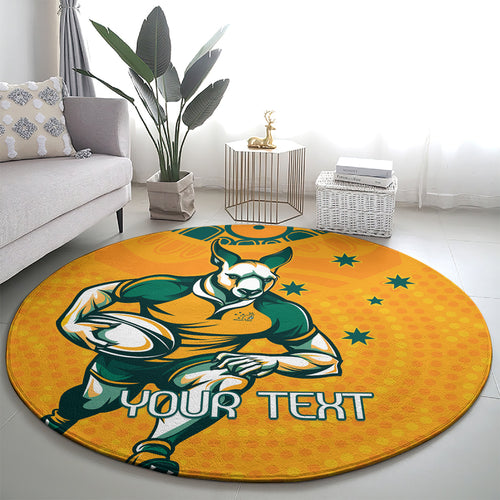 Custom Australia Rugby Round Carpet Wallabies Mascots Sporty Version