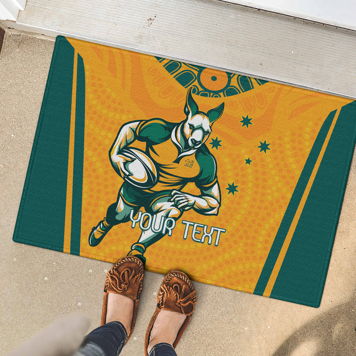 Custom Australia Rugby Rubber Doormat Wallabies Mascots Sporty Version
