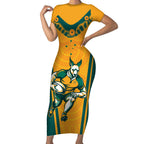 Custom Australia Rugby Short Sleeve Bodycon Dress Wallabies Mascots Sporty Version