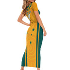 Custom Australia Rugby Short Sleeve Bodycon Dress Wallabies Mascots Sporty Version