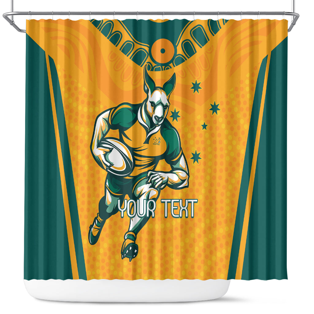 Custom Australia Rugby Shower Curtain Wallabies Mascots Sporty Version
