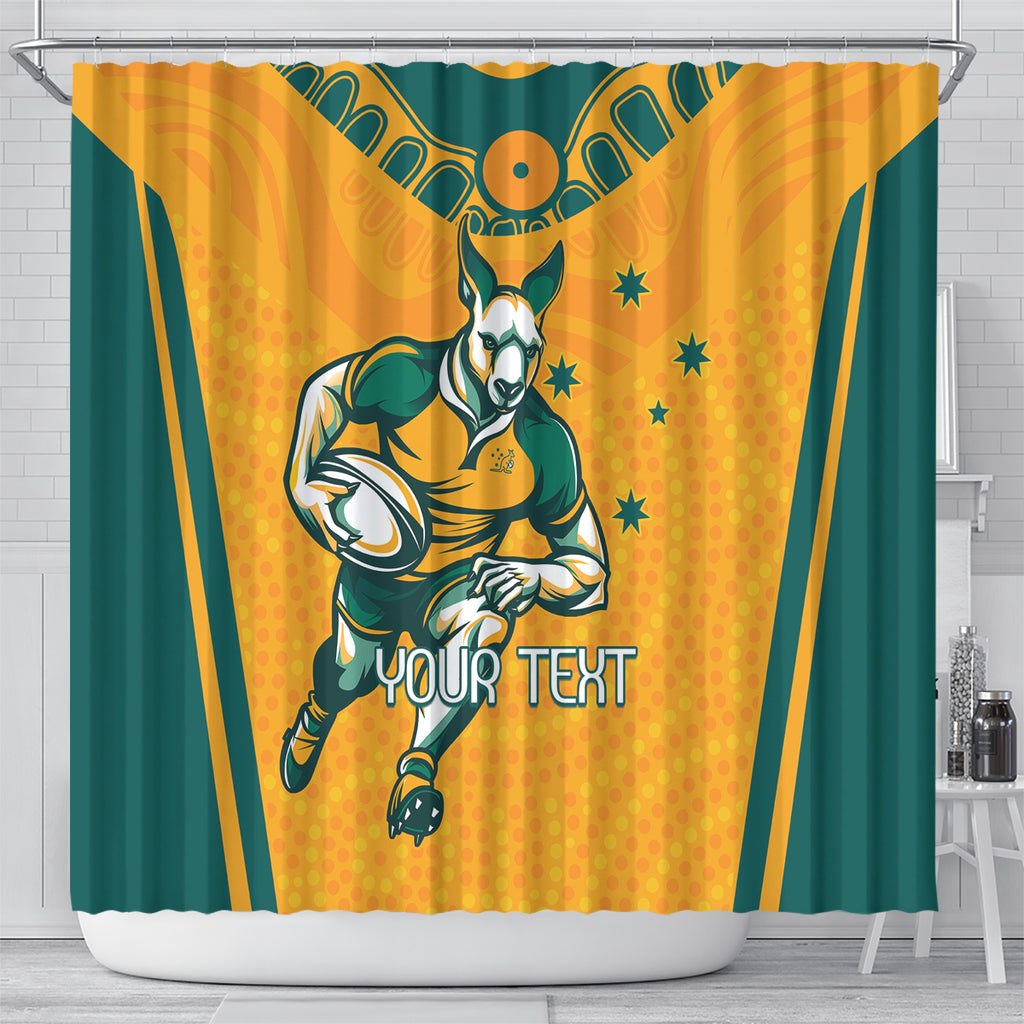 Custom Australia Rugby Shower Curtain Wallabies Mascots Sporty Version