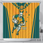 Custom Australia Rugby Shower Curtain Wallabies Mascots Sporty Version