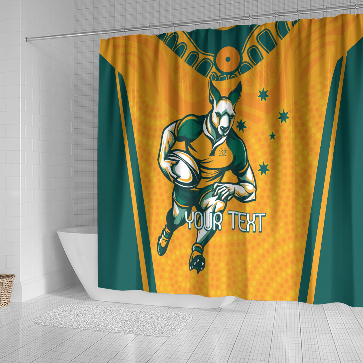 Custom Australia Rugby Shower Curtain Wallabies Mascots Sporty Version