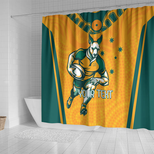 Custom Australia Rugby Shower Curtain Wallabies Mascots Sporty Version