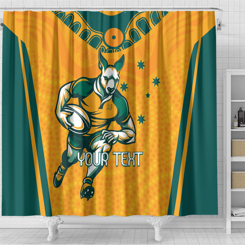 Custom Australia Rugby Shower Curtain Wallabies Mascots Sporty Version