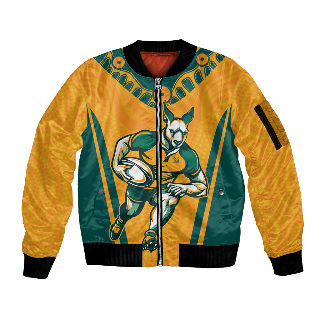 Custom Australia Rugby Sleeve Zip Bomber Jacket Wallabies Mascots Sporty Version