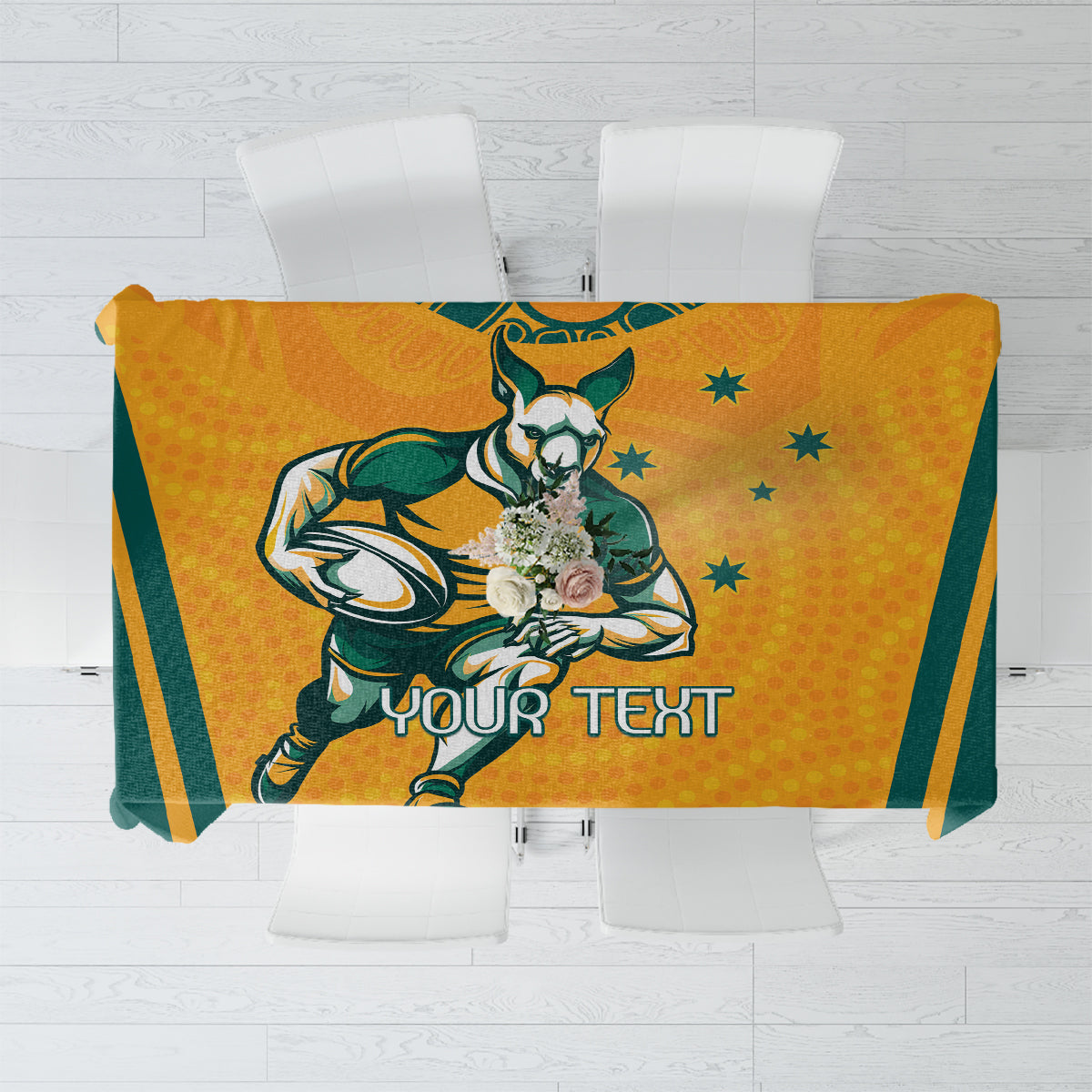 Custom Australia Rugby Tablecloth Wallabies Mascots Sporty Version