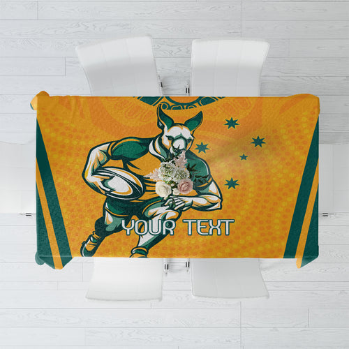 Custom Australia Rugby Tablecloth Wallabies Mascots Sporty Version