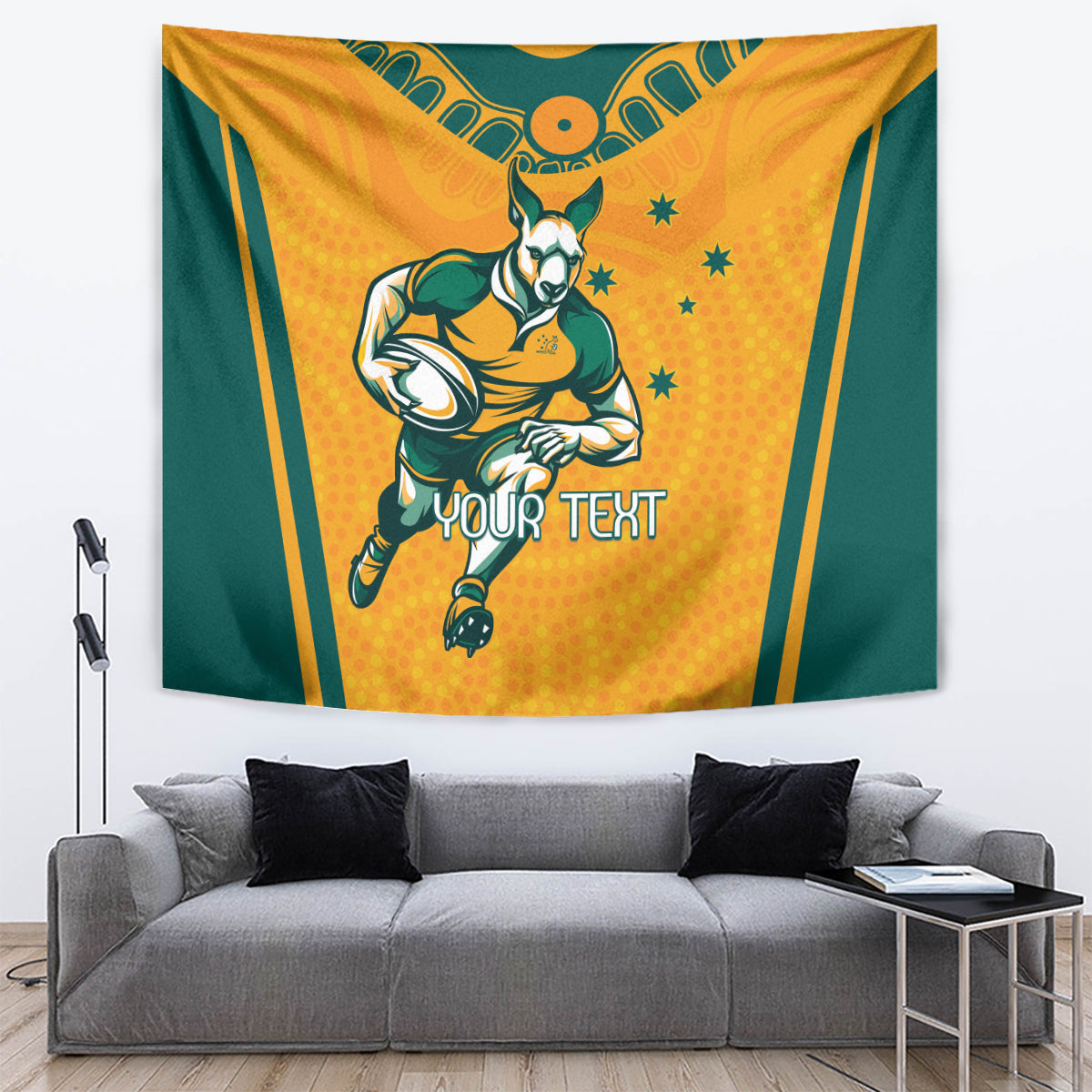 Custom Australia Rugby Tapestry Wallabies Mascots Sporty Version