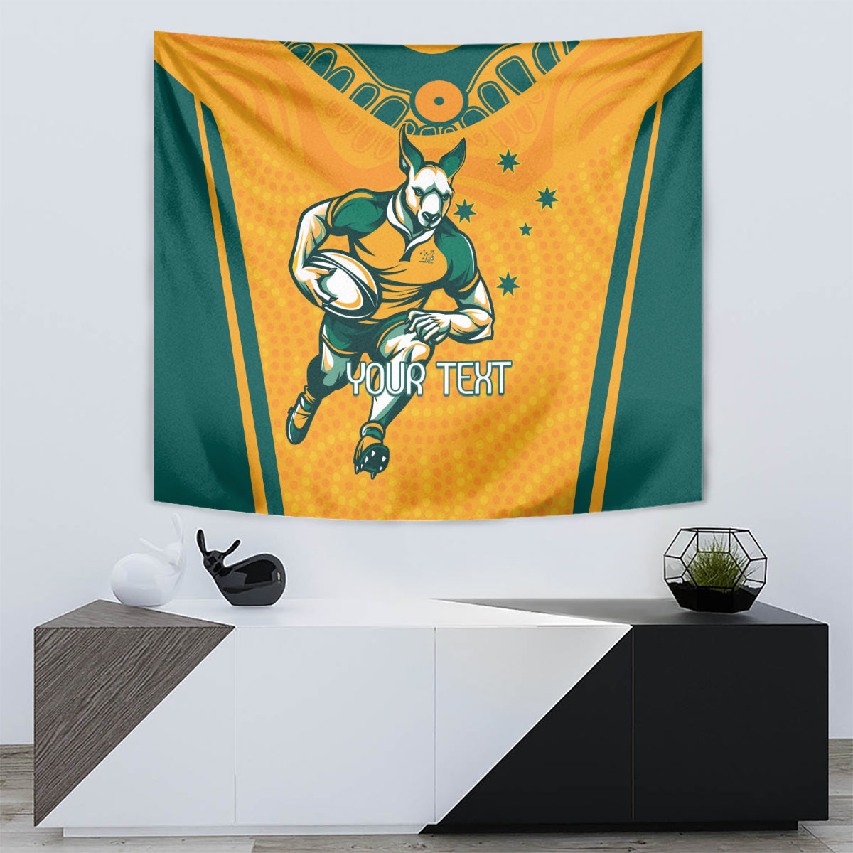 Custom Australia Rugby Tapestry Wallabies Mascots Sporty Version
