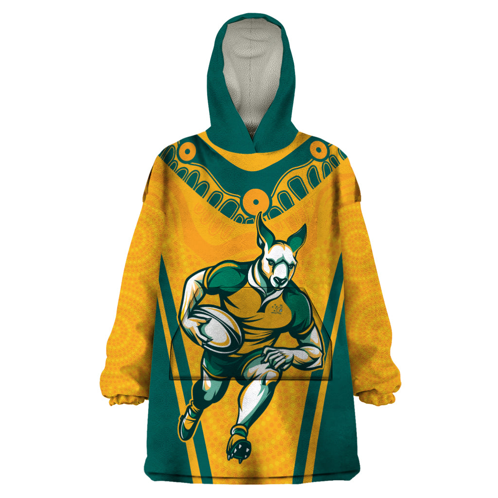 Custom Australia Rugby Wearable Blanket Hoodie Wallabies Mascots Sporty Version