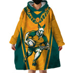 Custom Australia Rugby Wearable Blanket Hoodie Wallabies Mascots Sporty Version