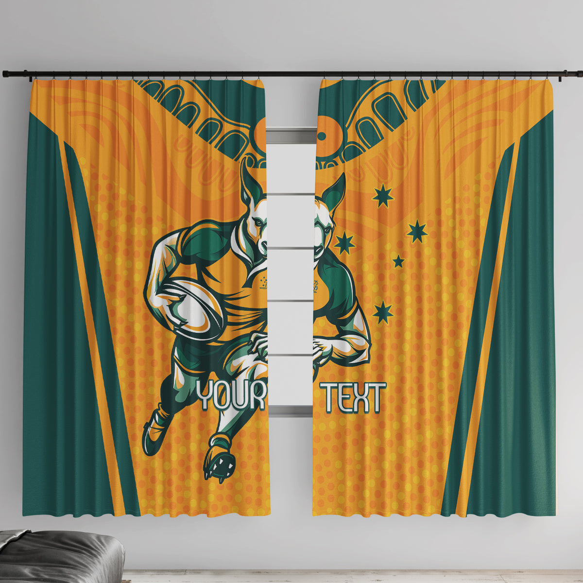 Custom Australia Rugby Window Curtain Wallabies Mascots Sporty Version