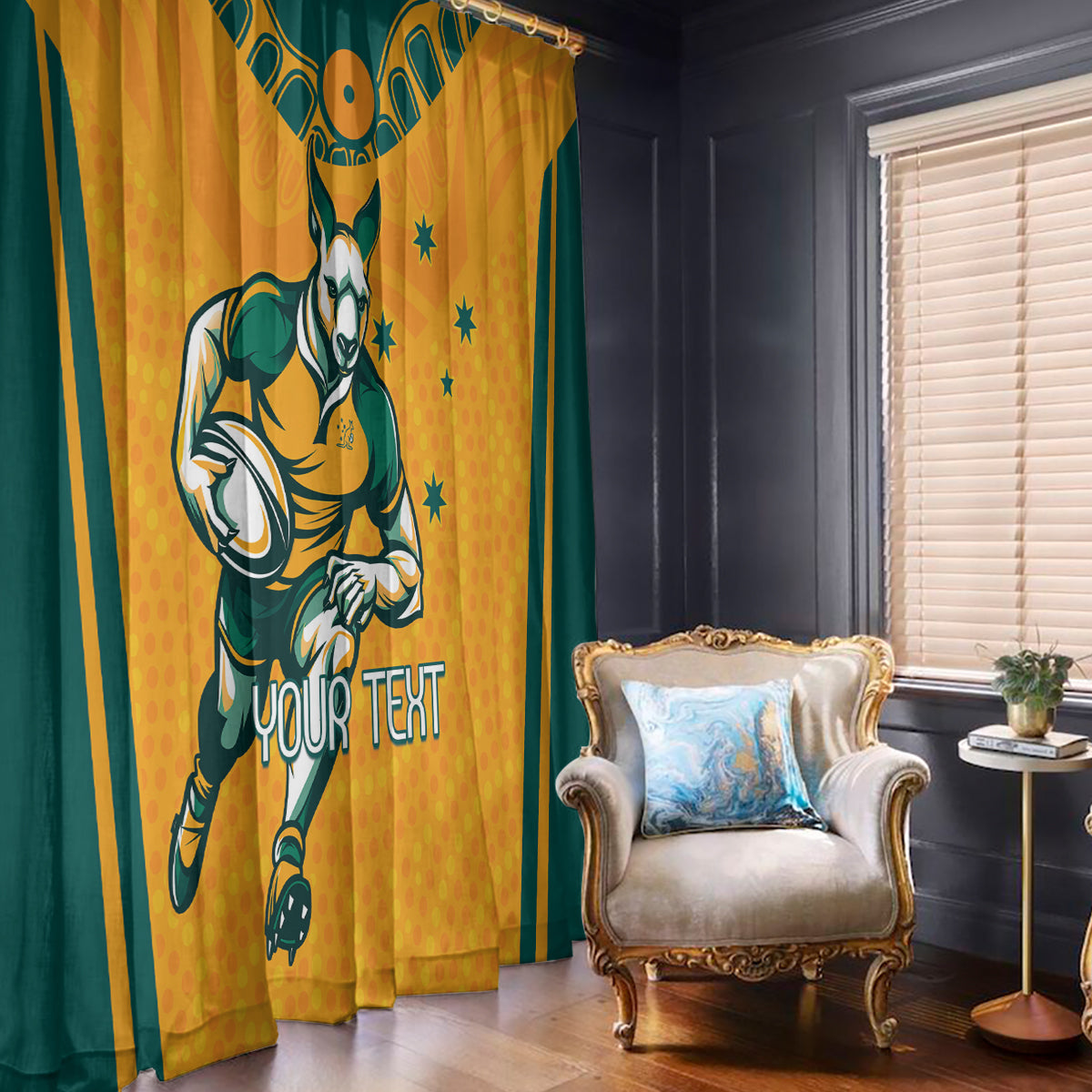 Custom Australia Rugby Window Curtain Wallabies Mascots Sporty Version